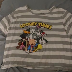 A striped looney tunes graphic cropped t shirt